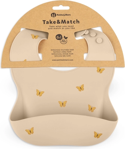 Petite&Mars szilikon előke Take&Match Sand Butterflies 6 hó+