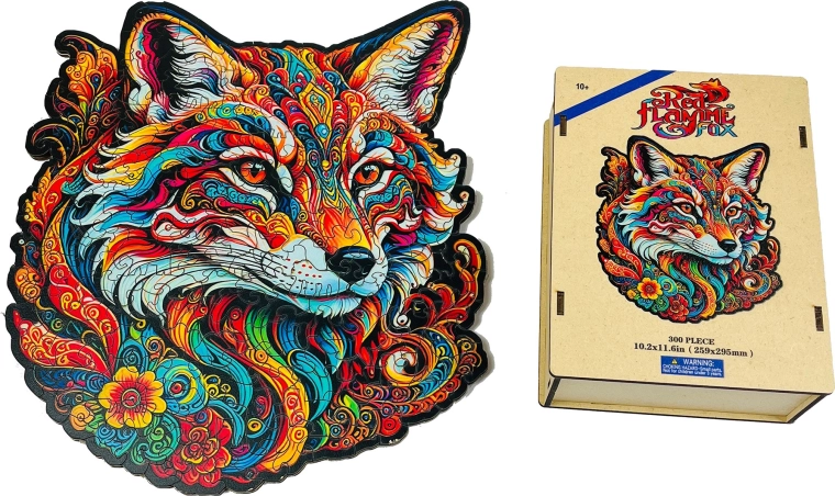 Fa puzzle tűzróka motívummal – 1 db