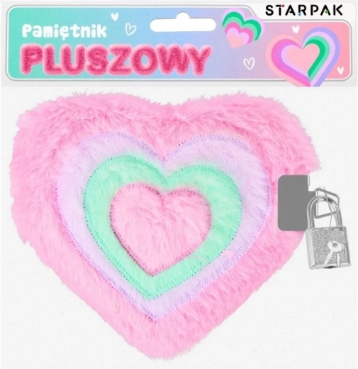 Plüss szív alakú napló lakattal