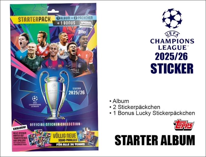 Topps UEFA Champions League 2025/2026 matricák – multipack