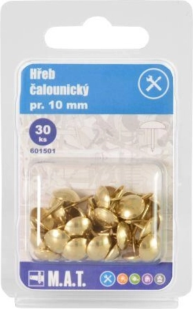 Kárpitos szegek, sárgaréz, 10 mm átmérő, 30 db