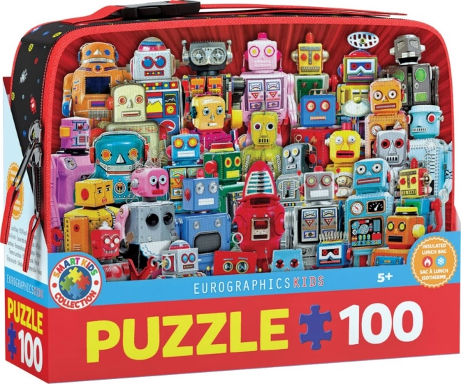Puzzle hőszigetelt uzsonnás dobozban Robotok 100 darab