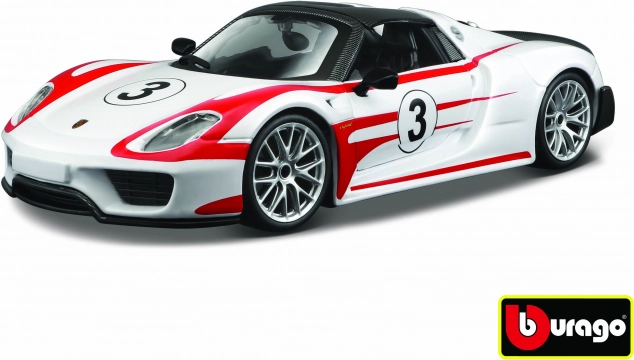 Fém autómodell 1:24 Porsche 918 Weissach – fehér