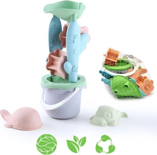 Woopie Green öko homokozó szett vödörrel és malommal, 4 darab