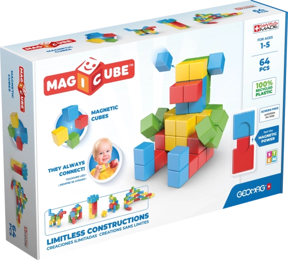 Geomag Magicube Creative mágneses építőkészlet, 64 darab