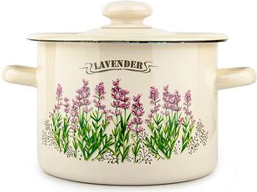 Zománcozott fazék fedővel 2 l Levendula