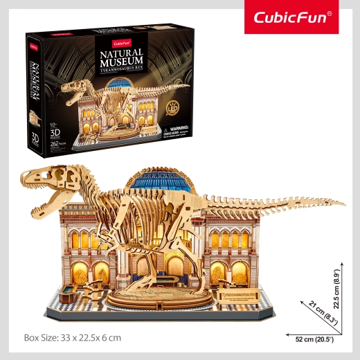 CubicFun 3D puzzle Natural Museum Tyrannosaurus Rex LED-es világítással
