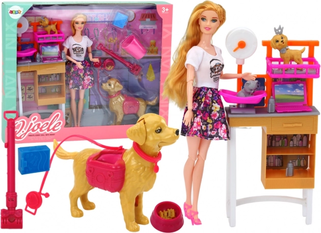 Élménykészlet babával és kisállatokkal – állatorvosi ellátás és grooming