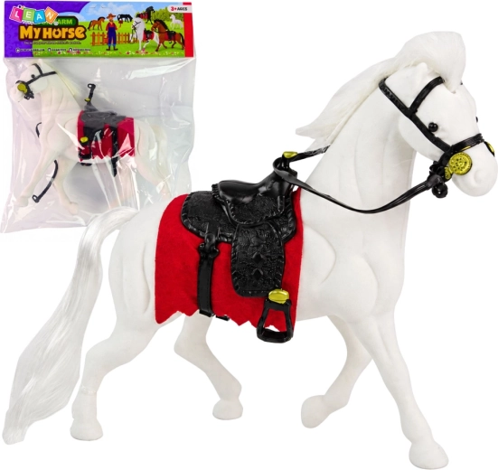 Fehér ló figura nyereggel – farm