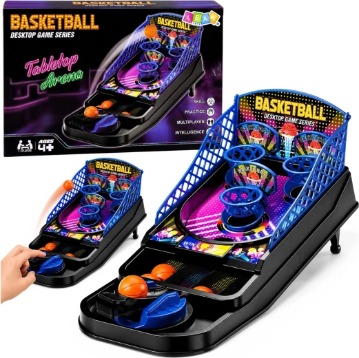 Mini asztali kosárlabda arcade játék 3 kosárral és kilövővel – 1 darab