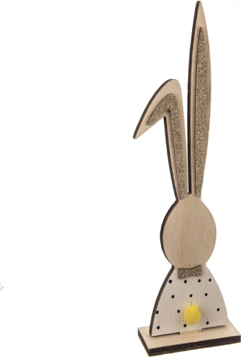 Fa nyuszi dekoráció fehér–barna 26 cm