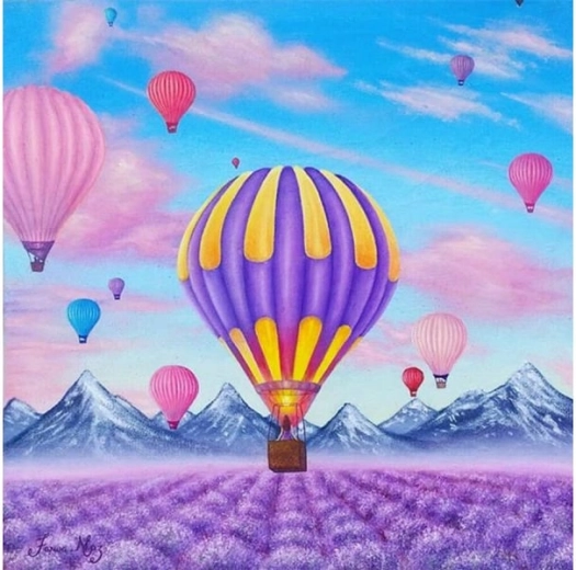Gyémántfestés (diamond painting) – hőlégballonos repülés 30 × 30 cm – 1 db