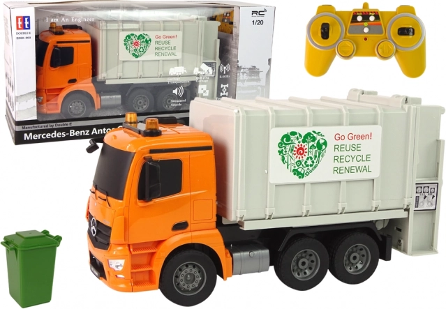 RC Mercedes-Benz Antos narancssárga szemétszállító konténerrel