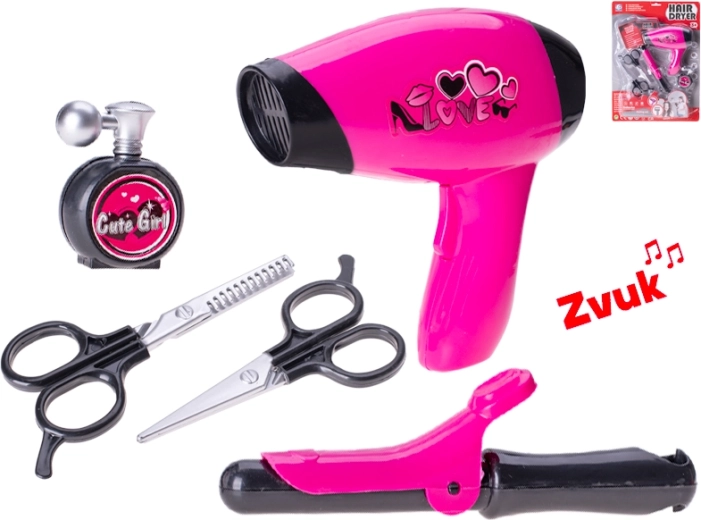 Fodrász készlet elemes hajszárítóval és kiegészítőkkel gyerekeknek
