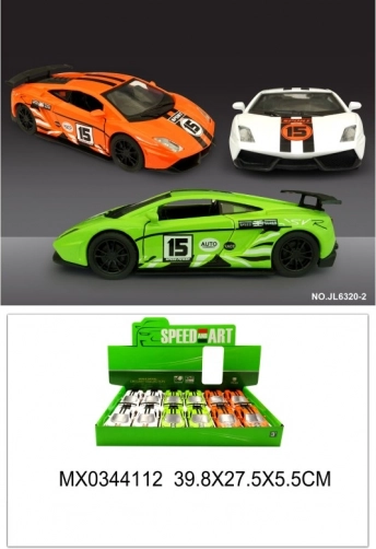 Fém sportautó modell nyitható ajtókkal és visszahúzós funkcióval