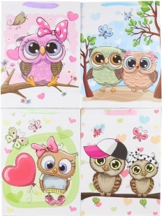 Bagoly mintás ajándéktáska 31 × 42 × 12 cm