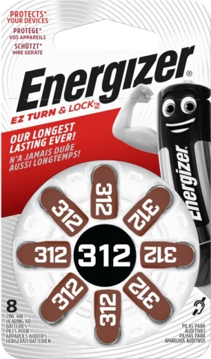 Energizer 312 gombelemes hallókészülék‑elemek, 8 db