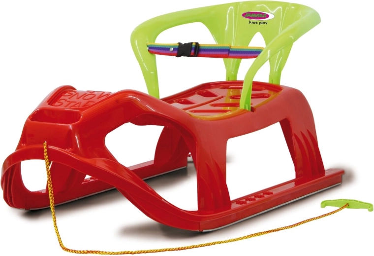 Snow Play gyermek műanyag szánkó Snow Star 90 cm piros háttámlával