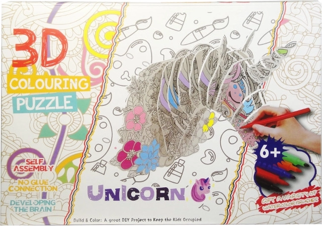 3D unikornis színezhető puzzle