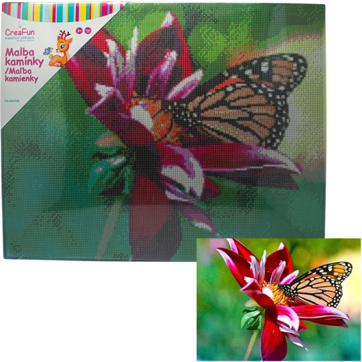 Gyémántfestés – pillangó és virág 40 × 50 cm