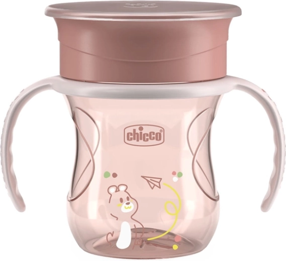 Chicco Perfect Cup 360° fogantyús pohár, rózsaszín, 12 hó+