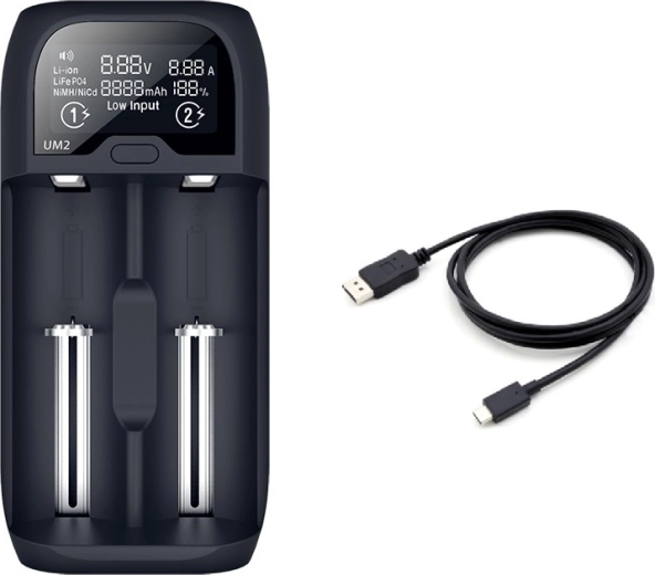 Solight intelligens akkumulátor-töltő Li-Ion/LiFePO4/Ni-MH/Ni-Cd akkukhoz LCD kijelzővel, 2 csatorna, 2000 mA