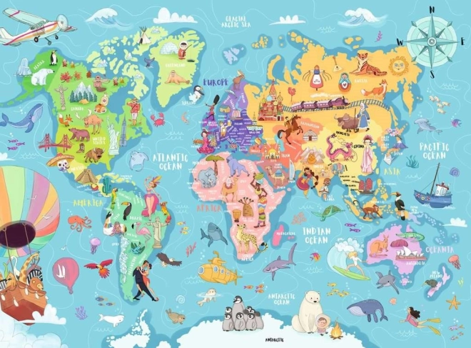 Puzzle Világtérkép XXL 100 db