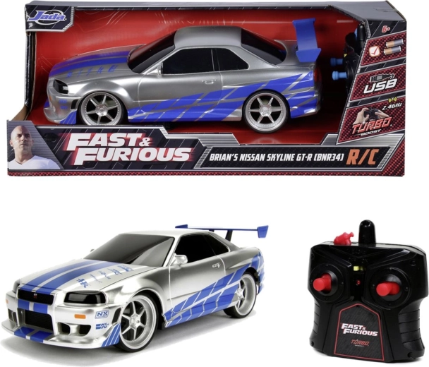 Jada RC Nissan Skyline GT-R a Halálos iramban című filmből, 1:16 méretarányban