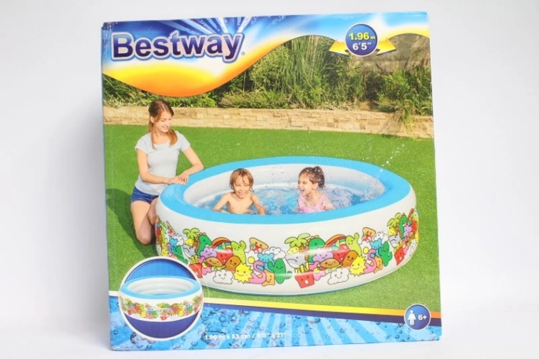Bestway gyermek felfújható medence 196 × 53 cm színes mintával