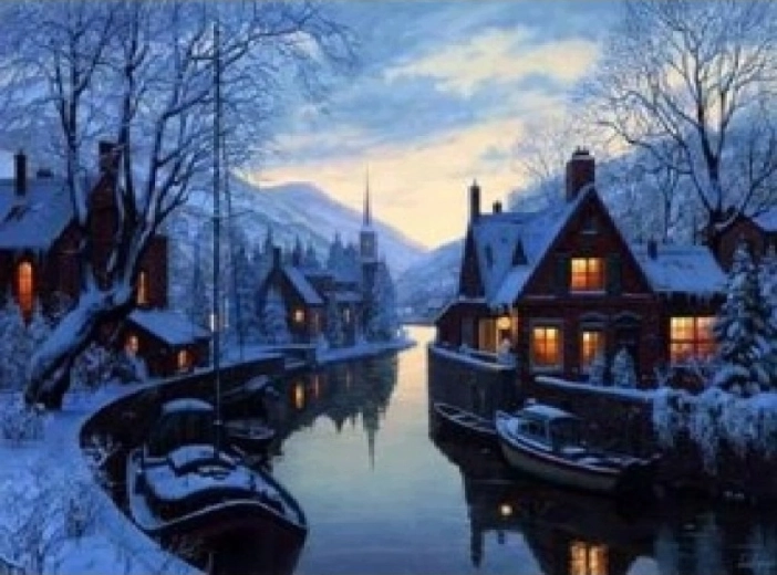 Norimpex számfestő készlet Téli város 40 × 50 cm