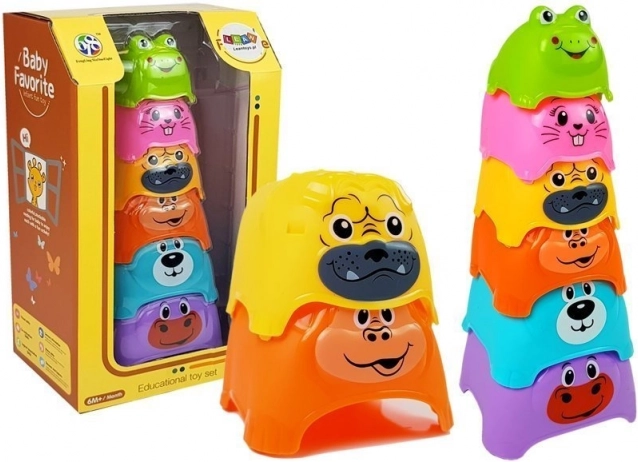 Színes állatos piramis babáknak