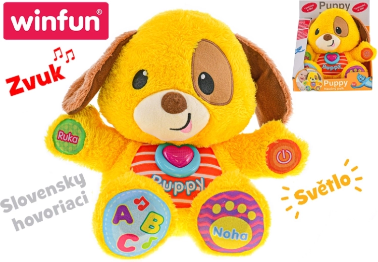 Oktató beszélő kiskutya Puppy fénnyel és hanggal 33 cm
