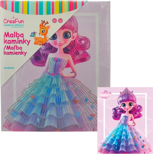 Gyémántfestés – szivárvány baba 25 × 30 cm