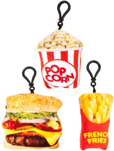 Plüss fast food kulcstartó klipsszel 10 cm - 1 db