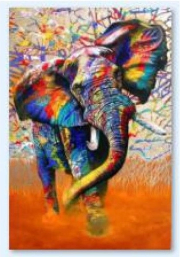 Gyémántfestés (diamond painting) színes elefánt 30 × 40 cm - 1 db