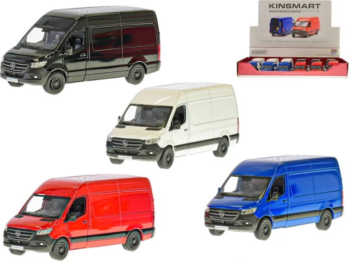 Kinsmart Mercedes‑Benz Sprinter fém modell 1:48 nyitható ajtókkal
