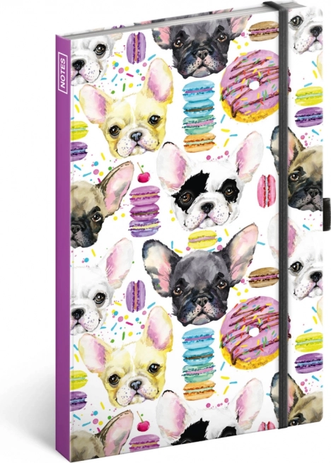 NOTIQUE Notesz Buldogok, vonalas, 13 x 21 cm