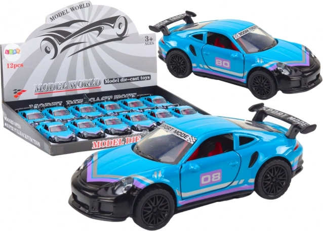 Fém sportautó 1:32 lendkerékkel – türkiz