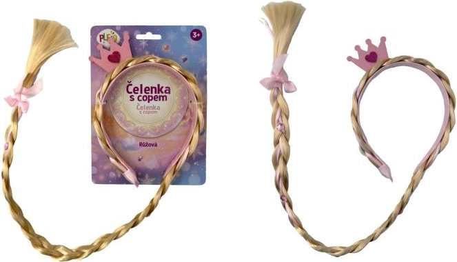 Plejo fejpánt rózsaszín fonott copffal