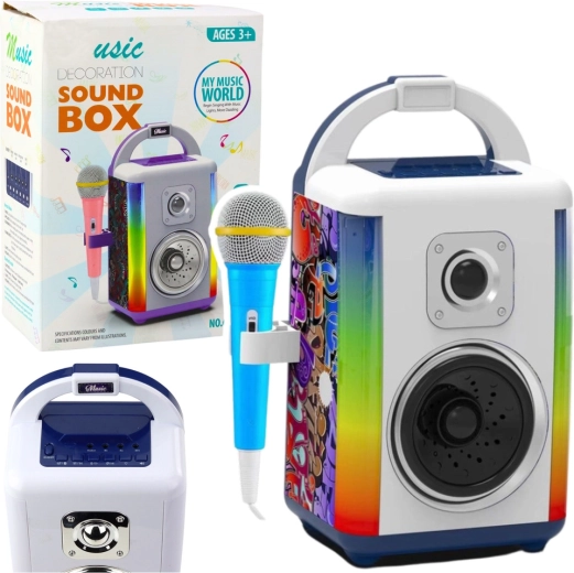 Gyermek zenei készlet Sound Box mikrofonnal, Bluetooth-kapcsolattal és LED-fényekkel