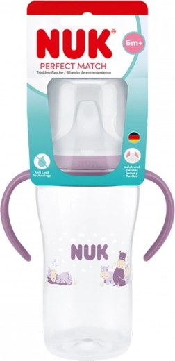 NUK Perfect Match tanulópohár/cumisüveg tanuló itatócsőrrel hippo 260 ml