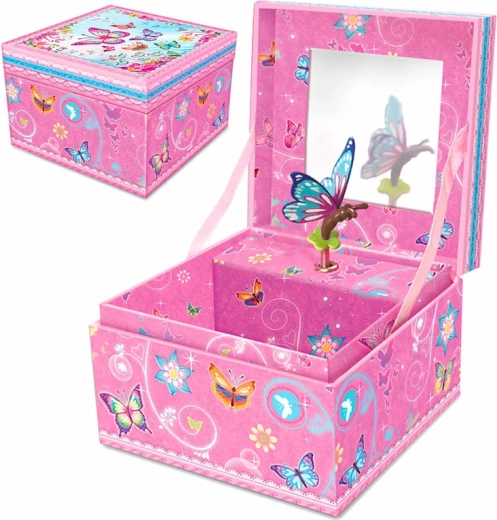 Zenei gyerek ékszerdoboz pillangó alakban
