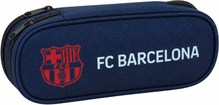 Ovális iskolai tolltartó FC Barcelona sötétkék