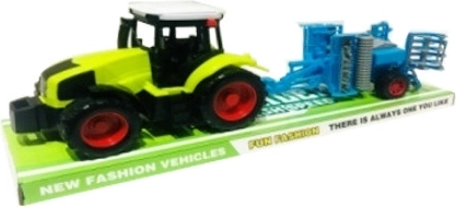 Traktor talajvető egységgel – valósághű műanyag játék