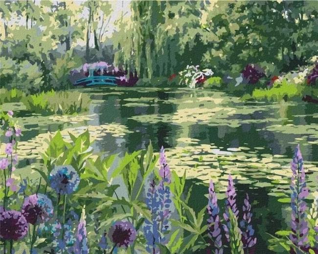 Számfestő készlet Erdei tavacska liliomokkal 40 × 50 cm