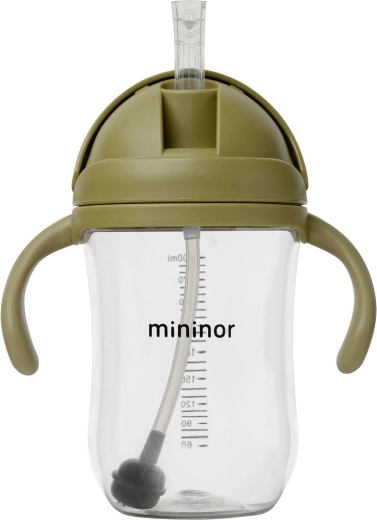 Mininor Tritan szívószálas palack 330 ml, moss green