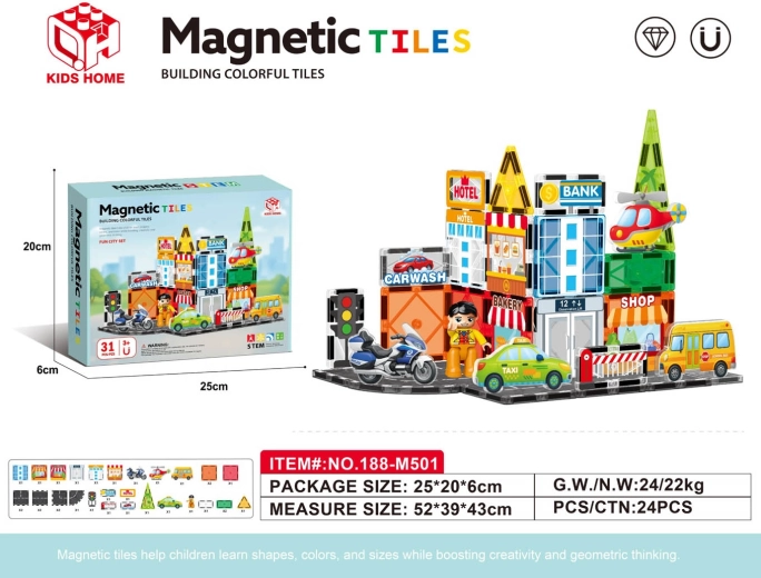 Mágneses építőjáték város 31 elemmel