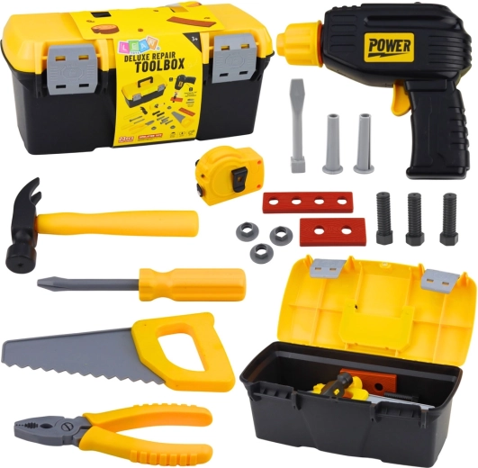 Gyerek szerszámkészlet szekrényben akkumulátoros fúróval, 23 darab