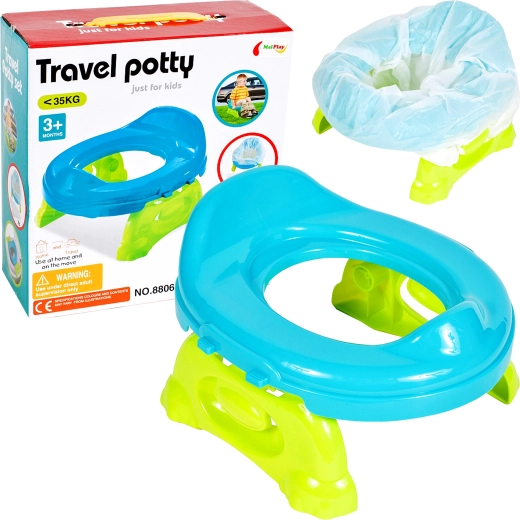 Utazó gyerek bili eldobható zacskókkal, kék