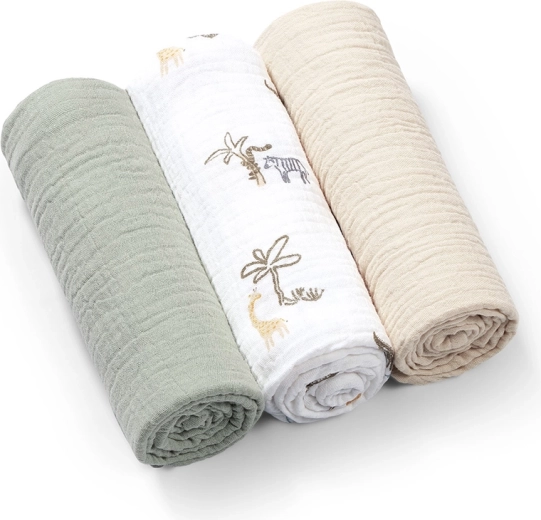 BabyOno Super Soft muszlin pelenkák 3 db zöld 70 × 70 cm